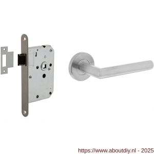 Intersteel Essentials 2100 deurkrukset bestaand uit loopslot voorplaat RVS met deurkrukgarnituur Hoek 90 graden op rozet RVS - A26010038 - afbeelding 1