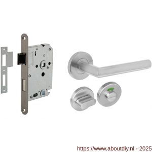 Intersteel Essentials 2100 deurkrukset bestaand uit toiletslot voorplaat RVS met toilet- en deurkrukgarnituur Hoek 90 graden op rozet RVS - A26010039 - afbeelding 1