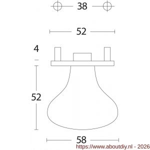 Intersteel 2165 knop Paddenstoel vast op rozet verdekt 4 mm RVS - A26001003 - afbeelding 2