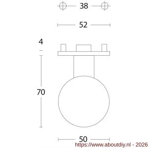 Intersteel 2165 knop bol vast op rozet 4 mm verdekt RVS - A26000997 - afbeelding 2