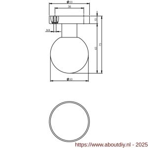 Intersteel 2165 knop bol vast op rozet 10 mm verdekt RVS - A26000998 - afbeelding 2