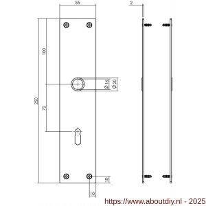 Intersteel 2688 schild renovatie rechthoekig 250x55x2 mm sleutelgat 72 mm RVS - A26005854 - afbeelding 2