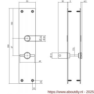 Intersteel 2688 schild renovatie rechthoekig 250x55x2 mm WC57/5 mm RVS - A26005857 - afbeelding 2