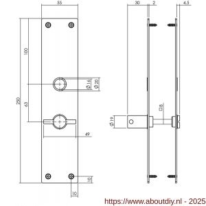 Intersteel 2688 schild renovatie rechthoekig 250x55x2 mm WC63/8 mm RVS - A26005858 - afbeelding 2