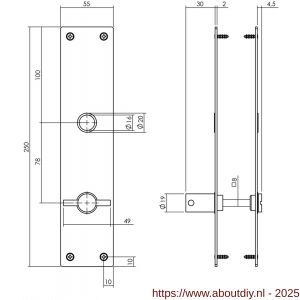 Intersteel 2688 schild renovatie rechthoekig 250x55x2 mm WC78/8 mm RVS - A26005859 - afbeelding 2