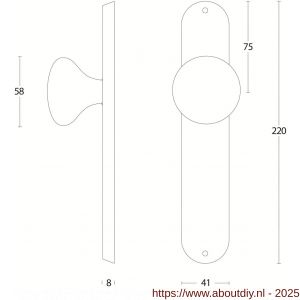 Intersteel Living 2695 knopschild ovaal 220x41x8 mm met vaste knop Paddenstoel blind RVS - A26003330 - afbeelding 2