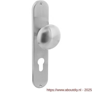 Intersteel 2695 knopschild ovaal 220x41x8 mm met vaste knop Paddenstoel sleutelgat 72 mm RVS - A26003332 - afbeelding 1