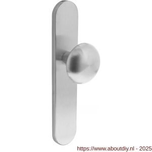 Intersteel 2697 knopschild ovaal verdekt 220x42x8 mm met nokken en vaste knop Paddenstoel blind RVS - A26003299 - afbeelding 1
