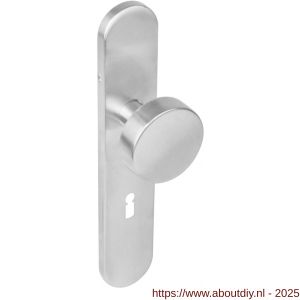 Intersteel Living 2752 knopschild ovaal verdekt 219x41x8 mm met nokken en vaste knop plat sleutelgat 56 mm EN 1906/4 RVS - A26005861 - afbeelding 1