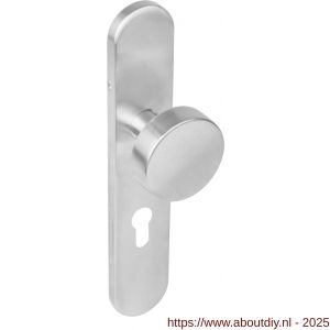 Intersteel Living 2752 knopschild ovaal verdekt 219x41x8 mm met nokken en vaste knop plat profielcilindergat 55 mm EN 1906/4 RVS - A26005862 - afbeelding 1