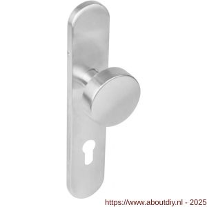 Intersteel 2752 knopschild ovaal verdekt 219x41x8 mm met nokken en vaste knop plat profielcilindergat 72 mm EN 1906/4 RVS - A26005863 - afbeelding 1