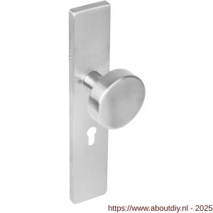 Intersteel Living 2754 knopschild rechthoekig verdekt 219x41x8 mm met nokken en vaste knop plat profielcilindergat 55 mm EN 1906/4 RVS - A26005867 - afbeelding 1