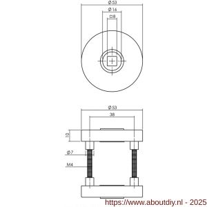 Intersteel 3405 rozetten massief verdekt diameter 53x10 mm met nokken en 2-weg veerconstructie RVS - A26008553 - afbeelding 2