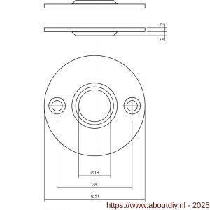 Intersteel 3409 rozetten diameter 50x2 mm RVS - A26002486 - afbeelding 2