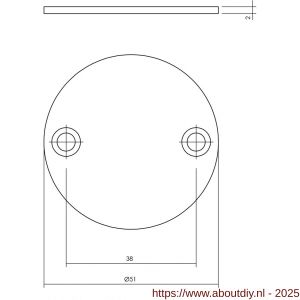 Intersteel Living 3409 afdekrozet diameter 50x2 mm RVS - A26002286 - afbeelding 2