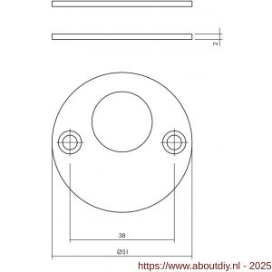 Intersteel 3409 rondcilinderrozetten diameter 50x2 mm RVS - A26011357 - afbeelding 2