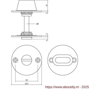 Intersteel Living 3409 WC-sluiting diameter 50x2 mm zonder venster met stift 8x8 mm RVS - A26002740 - afbeelding 2