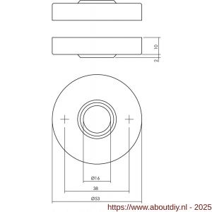 Intersteel 3410 rozetten verdekt diameter 53x10 mm RVS - A26002487 - afbeelding 2