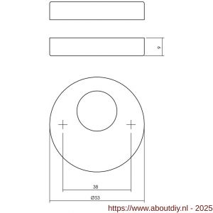 Intersteel 3410 rondcilinderrozetten verdekt diameter 53x9 mm RVS - A26011358 - afbeelding 2