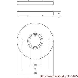 Intersteel 3413 rozetten verdekt diameter 53x5 mm RVS - A26002490 - afbeelding 2
