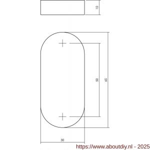 Intersteel Living 3417 afdekrozet verdekt ovaal 65x30x10 mm RVS - A26002289 - afbeelding 2