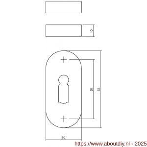 Intersteel Essentials 3417 sleutelrozetten verdekt ovaal 65x30x10 mm RVS - A26011085 - afbeelding 2