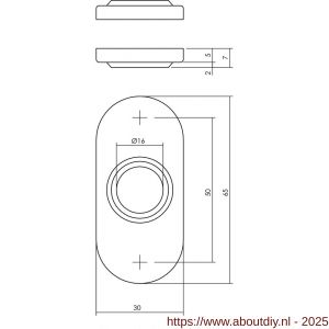 Intersteel 3418 rozetten verdekt ovaal 65x30x5 mm RVS - A26002495 - afbeelding 2