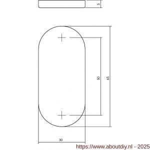 Intersteel Living 3418 afdekrozet verdekt ovaal 65x30x5 mm RVS - A26002290 - afbeelding 2