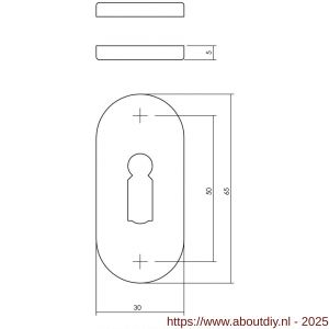 Intersteel Essentials 3418 sleutelrozetten verdekt ovaal 65x30x5 mm RVS - A26011087 - afbeelding 2