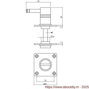 Intersteel Living 3419 WC-sluiting 42x42x2 mm met stift 8x8 mm RVS - A26002750 - afbeelding 2