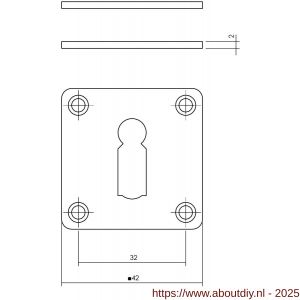Intersteel Essentials 3419 sleutelrozetten 42x42x2 mm RVS - A26011089 - afbeelding 2