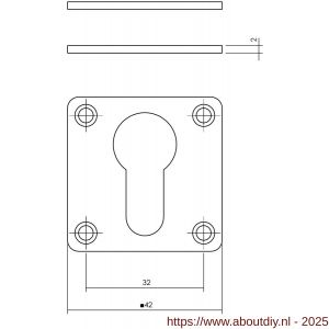 Intersteel Essentials 3419 cilinderrozetten 42x42x2 mm RVS - A26011090 - afbeelding 2