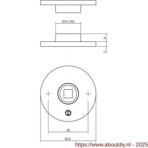 Intersteel 3435 rozetten verdekt diameter 53x5 mm met 2-weg veerconstructie structuur zwart - A26008572 - afbeelding 1