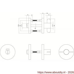 Intersteel Living 3464 WC-sluiting verdekt diameter 55x8 mm met nokken en stift 8x8 mm RVS circulair geborsteld - A26007620 - afbeelding 2
