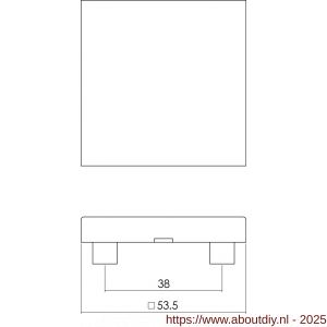 Intersteel 3510 afdekrozet verdekt 53x53x8 mm met nokken RVS - A26002400 - afbeelding 2
