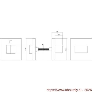 Intersteel Living 3510 WC-sluiting verdekt 53x53x8 mm met nokken en stift 8x8 mm RVS - A26002755 - afbeelding 2