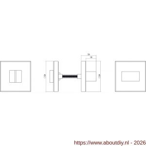 Intersteel 3511 WC-sluiting verdekt 53x53x8 mm zonder venster met nokken en stift 6x6 mm RVS - A26002756 - afbeelding 2