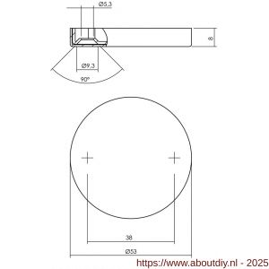 Intersteel 3512 afdekrozet verdekt diameter 53x8 mm met nokken RVS - A26002300 - afbeelding 2