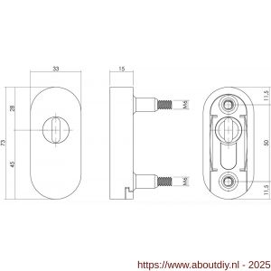 Intersteel Essentials 3752 SKG2 veiligheid schuifrozet ovaal 73x33x15 mm met sleufplaatje met blindklinkmoeren RVS - A26008577 - afbeelding 2