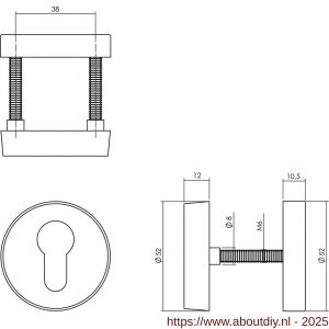 Intersteel Essentials 3752 SKG3 veiligheidsrozetten rond verdekt diameter 52x12 mm profielcilindergat RVS - A26003583 - afbeelding 2