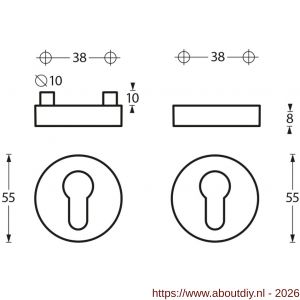 Intersteel Essentials 3753 SKG3 veiligheidsrozetten rond verdekt Basic diameter 54x9 mm profielcilindergat RVS - A26003585 - afbeelding 2