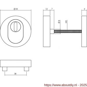 Intersteel Essentials 3753 SKG3 veiligheidsrozetten rond verdekt Basic diameter 54x12 mm profielcilindergat met kerntrekbeveiliging RVS - A26005949 - afbeelding 2