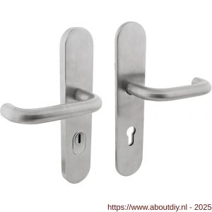 Intersteel Living 3775 SKG3 veiligheidsbeslag ovaal verdekt 255x52 mm kruk-kruk Rond profielcilindergat 72 mm met kerntrekbeveiliging RVS - A26010044 - afbeelding 1
