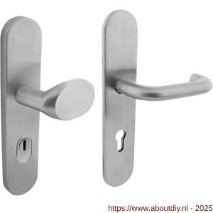 Intersteel Living 3776 SKG3 veiligheidsbeslag ovaal verdekt 255x52 mm greep-kruk Rond profielcilindergat 72 mm met kerntrekbeveiliging RVS - A26010045 - afbeelding 1