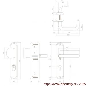 Intersteel Essentials 3783 SKG3 veiligheidsbeslag ovaal 250x50 mm greep-kruk Rond met veerconstructie profielcilindergat 55 mm met kerntrekbeveiliging RVS - A26008585 - afbeelding 2