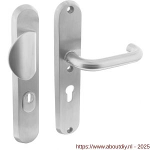 Intersteel Essentials 3783 SKG3 veiligheidsbeslag ovaal 250x50 mm greep-kruk Rond met veerconstructie profielcilindergat 55 mm met kerntrekbeveiliging RVS - A26008585 - afbeelding 1