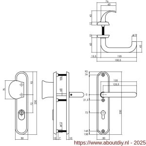 Intersteel Essentials 3783 SKG3 veiligheidsbeslag ovaal 250x50 mm greep-kruk Rond met veerconstructie profielcilindergat 72 mm met kerntrekbeveiliging RVS - A26006867 - afbeelding 2