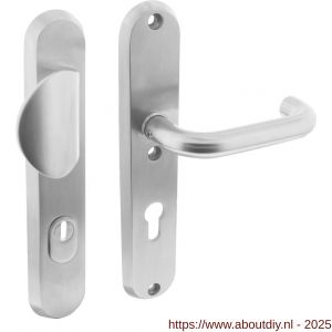 Intersteel Essentials 3783 SKG3 veiligheidsbeslag ovaal 250x50 mm greep-kruk Rond met veerconstructie profielcilindergat 72 mm met kerntrekbeveiliging RVS - A26006867 - afbeelding 1