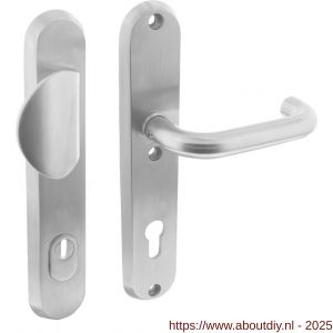 Intersteel Essentials 3783 SKG3 veiligheidsbeslag ovaal 250x50 mm greep-kruk Rond met veerconstructie profielcilindergat 92 mm met kerntrekbeveiliging RVS - A26006868 - afbeelding 1