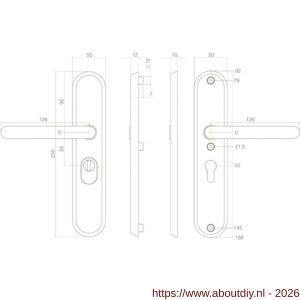 Intersteel Essentials 3785 SKG3 veiligheidsbeslag ovaal 250x50 mm kruk-kruk Rond met veerconstructie profielcilindergat 55 mm met kerntrekbeveiliging RVS - A26006872 - afbeelding 2